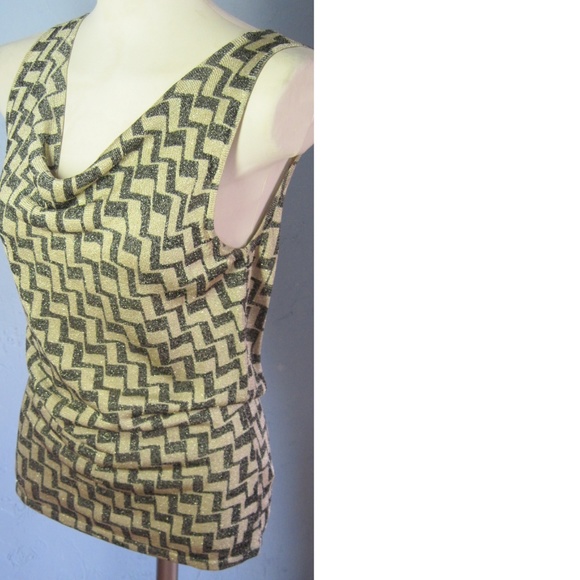 Anne Klein New Black Gold Glittery Top Size L - Picture 6 of 8